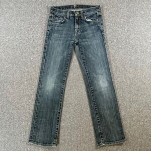 7 For All Mankind Womans Straight Leg Blue Denim Jeans Size 8 Stretch Dark Wash